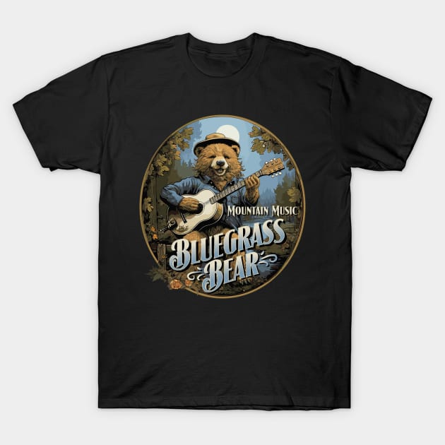 Bluegrass Bear - Mountain Music T-Shirt by Graphic Duster